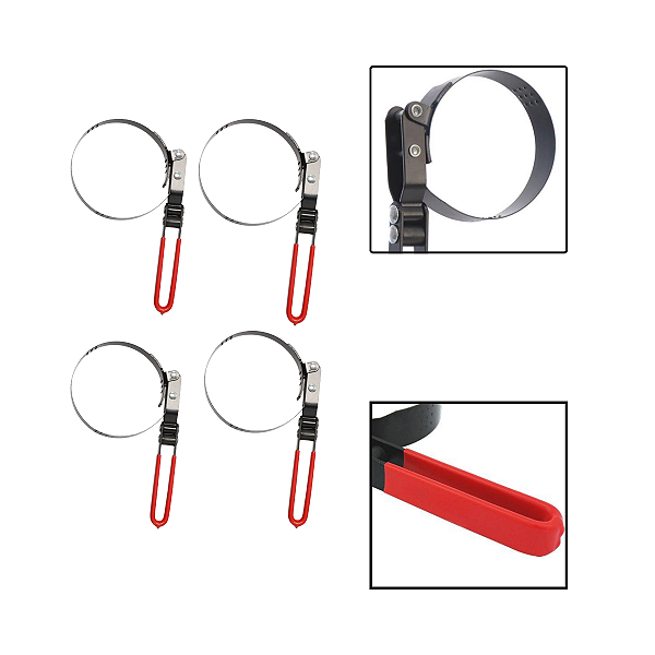 Kit Saca Filtro Óleo Cinta Ajustável Universal 4 Peças