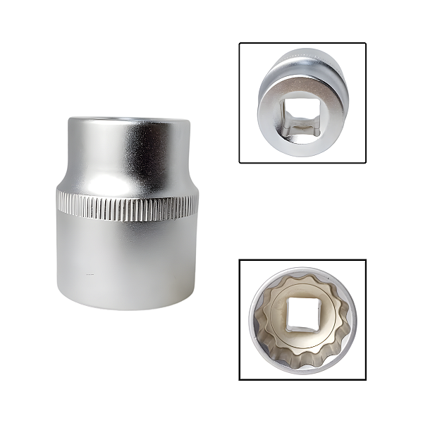Soquete Estriado 1/2" 27mm Aço Cromo Vanádio