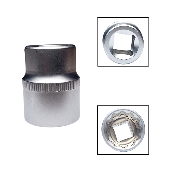 Soquete Estriado 1/2" 22mm Aço Cromo Vanádio