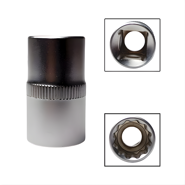 Soquete Estriado 1/2" 16mm Aço Cromo Vanádio