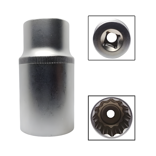 Soquete Estriado Longo 1/2" 32mm Aço Cromo Vanádio