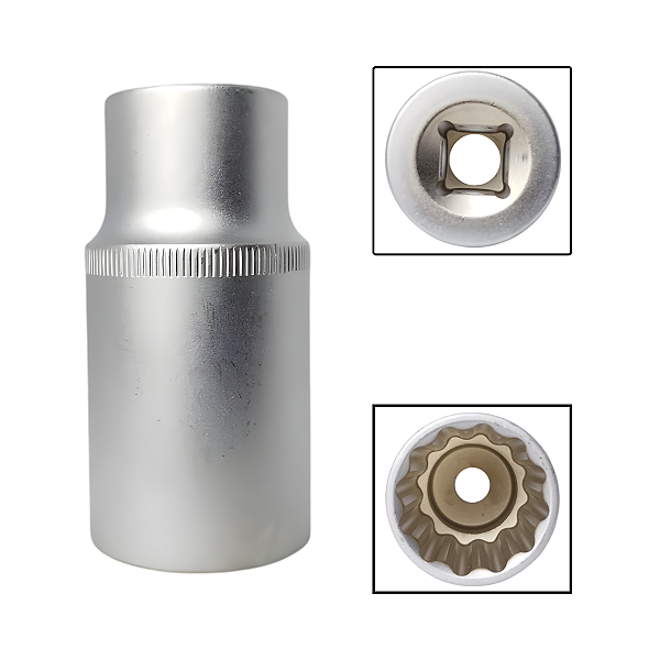 Soquete Estriado Longo 1/2" 30mm Aço Cromo Vanádio