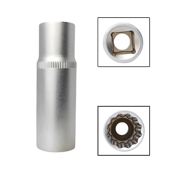 Soquete Estriado Longo 1/2" 19mm Aço Cromo Vanádio