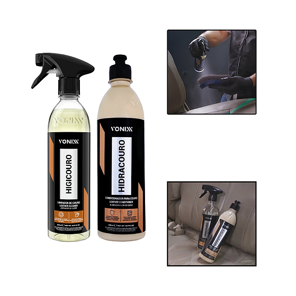 Kit Cuidado Couro Automotivo Limpa e Hidrata Vonixx