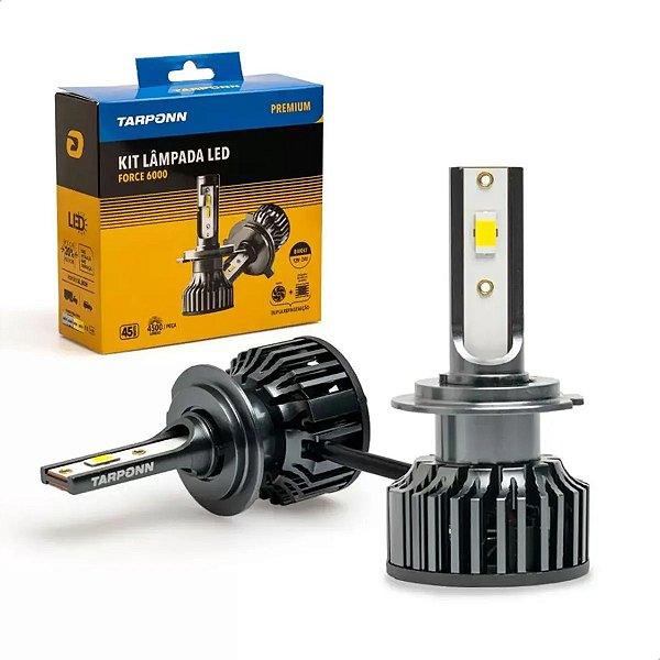 Kit Lâmpada Led Tarponn Force 6000 K H7 12v 24v Canbus
