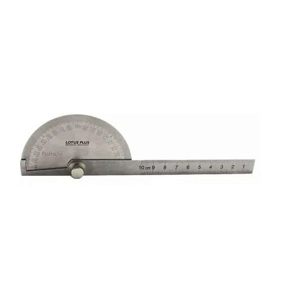 Transferidor De Grau Goniometro Angulo 180 Aço Inox Lotus 3850