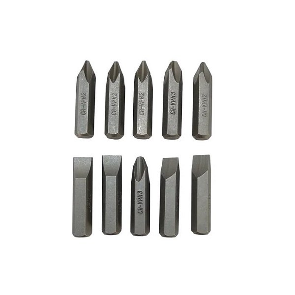 Kit Jogo Bits Ponteira Fenda/Philips Para Chave De Impacto 10 peças