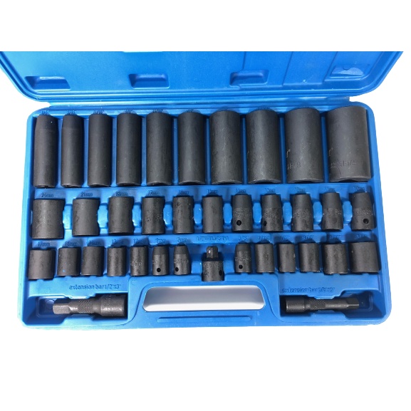 Kit Jogo Soquete Impacto 32 Peças Polegada E Mm 1/2 E 3/8