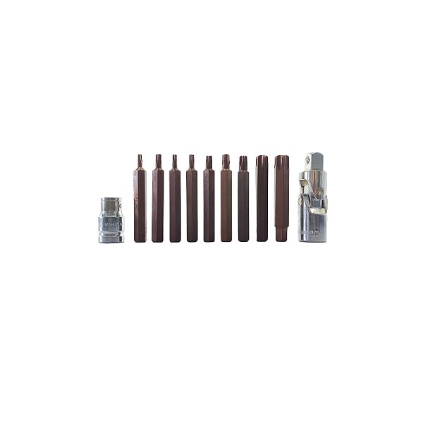 Kit Jogo Chave Torx Bits T20 T25 T27 T30 T35 T40 T45 T55 T60