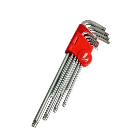 Jogo De Chave Torx Longa Com Furo 9 Pçs T10 A T50 Lotus 6550