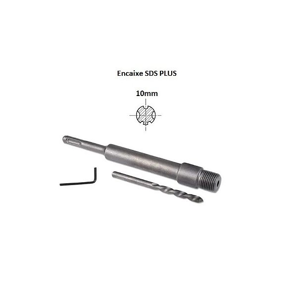 Suporte Haste Extensor Para Serra Copo Sds Plus 25 Cm x 22mm 7024