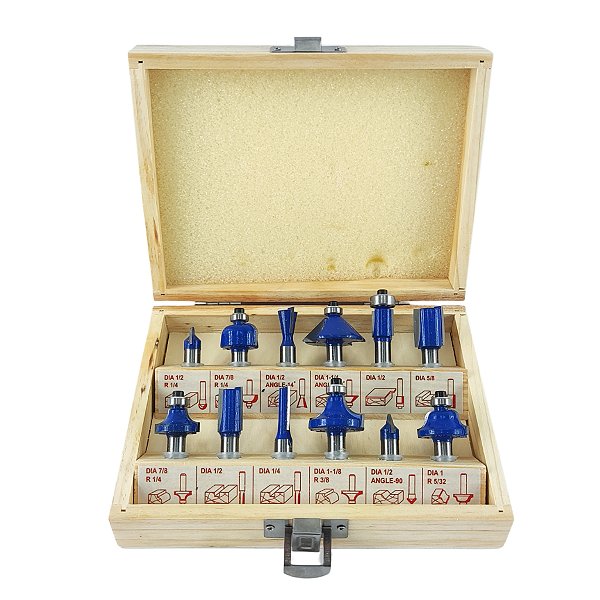 Kit Jogo De Fresa Para Tupia De Madeira Haste 8mm 12 Peças