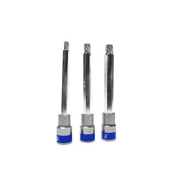 Kit Jogo Soquete Multidentado Longo 3 Pcs M8 - M10 - M12