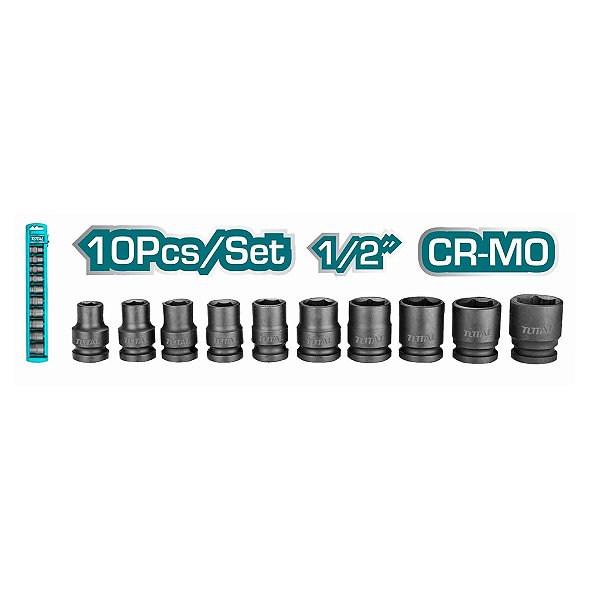 Kit Jogo Soquete Impacto 1/2 10 Peças 10 Á 24mm Cr-mo Suport
