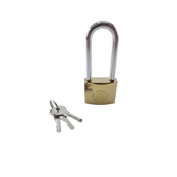 Cadeado Haste Longa 50mm Dourado 3 Chaves