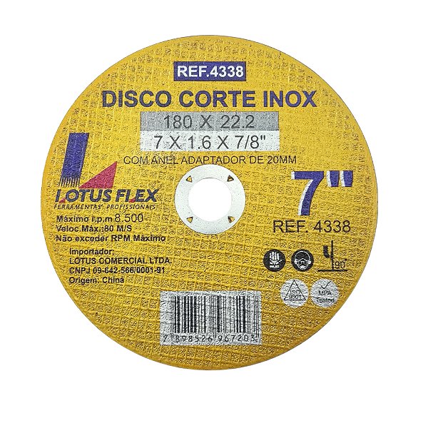 Kit 10 x Disco Corte Ferro Inox 7 Polegadas 180mm x 1,6mm