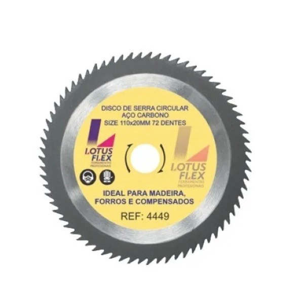 Disco De Serra Aço Carbono, 110mm X20mm 72 Dentes 4449 Lotus