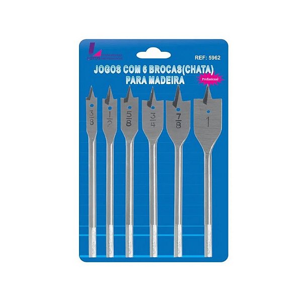 Jogo De Brocas Chata Para Mdf Madeira Kit Com 6 Peças Lotus