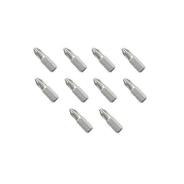 Bits Ponteira Philips Ph2 25mm 1/4 Aço S2 Imantado 10pçs