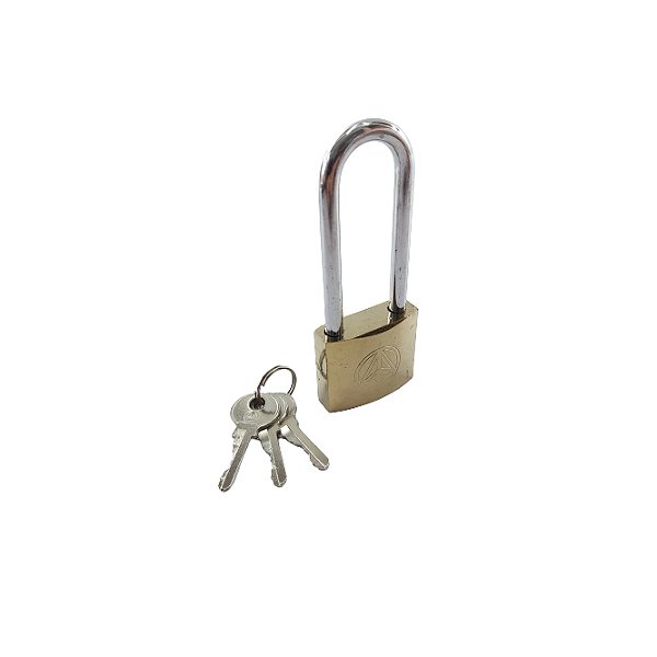 Cadeado Haste Longa 38mm Dourado 3 Chaves