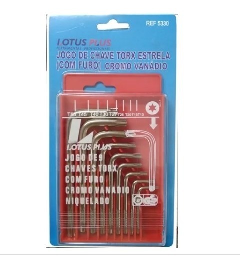 Jogo Chave Torx Estrela Com Furo 9 Peças Crv