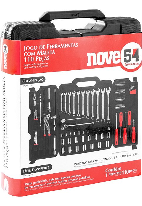 Jogo De Ferramentas Com 110 Peças, Embalagem Fechada, Nove54