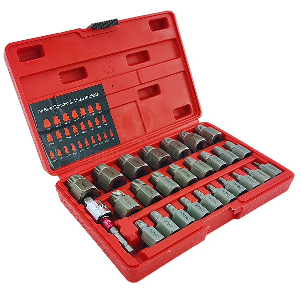 Conjunto Extrator Parafuso Quebrado Spline 27 peças