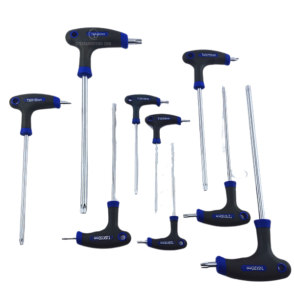Kit Jogo de Chaves Torx T 9 Pçs CRV Com Furo