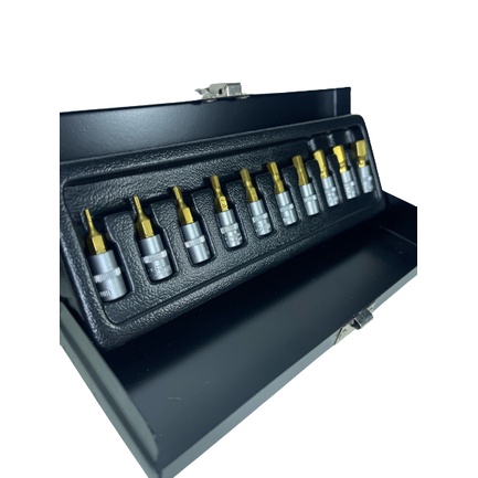 Kit Jogo De Chave Soquete Hexagonal Allen 10 Peças 1/4 Crv