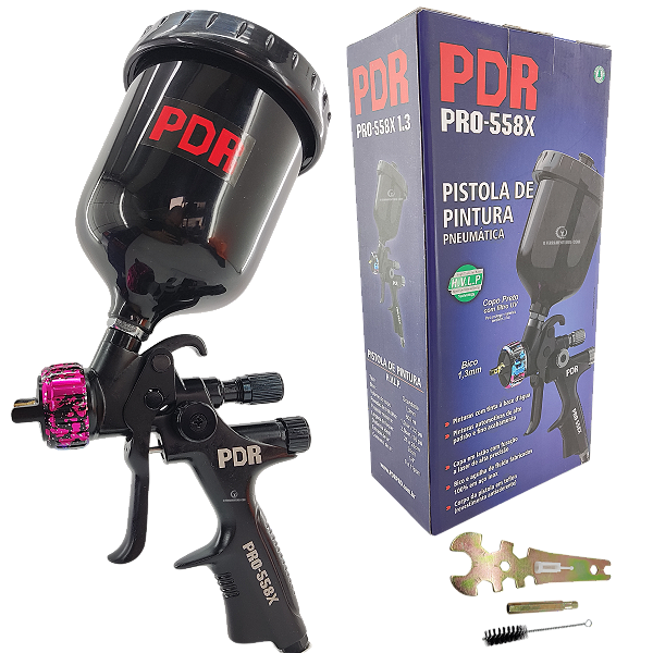 Pistola Pintura Hvlp Teflon Pro-558X Bico Inox 1,3mm 600ml