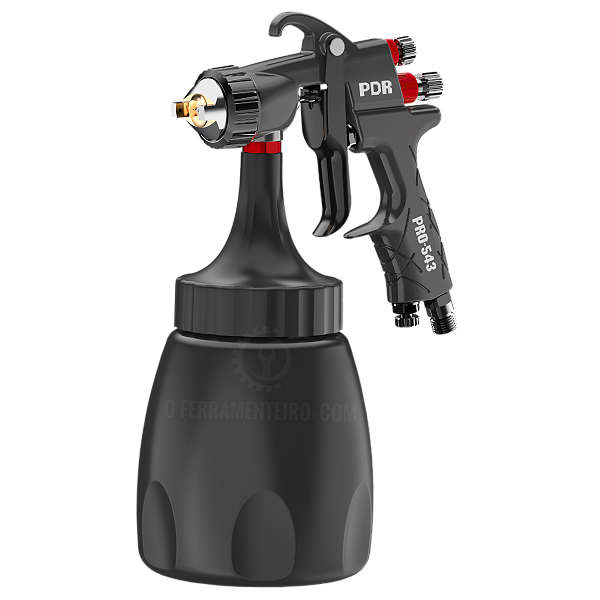 Pistola de Pintura Alta Produção Bico 1,6mm Copo Preto UV
