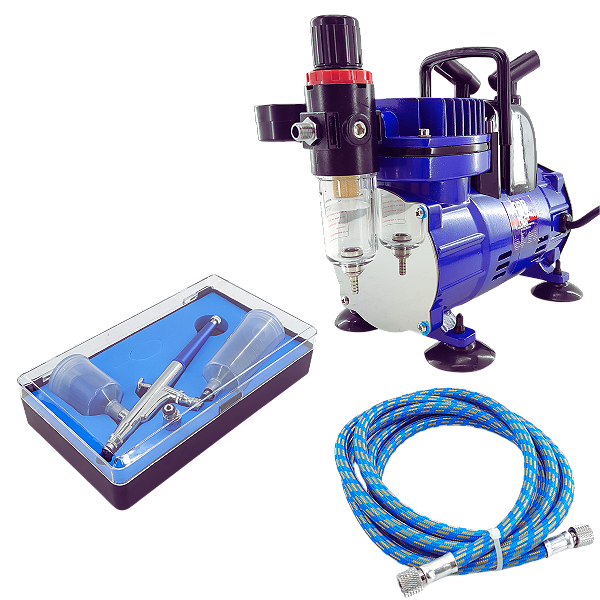 Mini Compressor Aerografo Silencioso 1/5HP + Aerografo 0,4mm