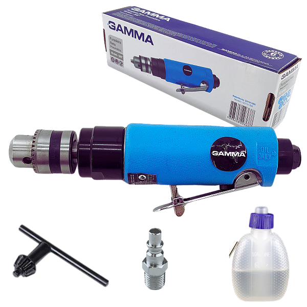 Furadeira Reta Pneumática Gamma 3/8 10mm Azul 2600 RPM