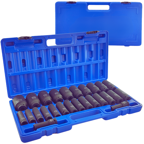 Kit Jogo Soquetes Impacto LONGO 1/2" 26 Peças 10-36mm CRMO