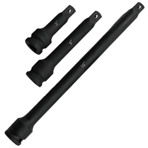 Kit Jogo Extensões 1/2" CrV 3 Peças 75mm 125mm 250mm Impacto