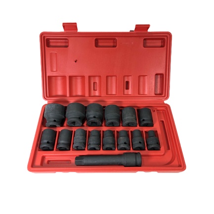 Jogo De Soquete De Impacto 15pcs 8-32mm C/ Extensão 1/2