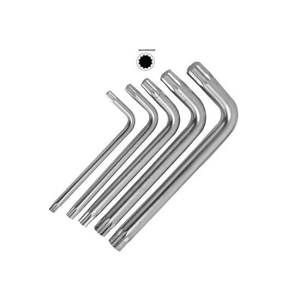 Kit Jogo Chave L Multidentada M5 M6 M8 M10 M12 Cr-v