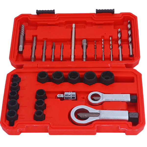 Kit Jogo Extrator Parafuso e Porca Danificado 28 Peças