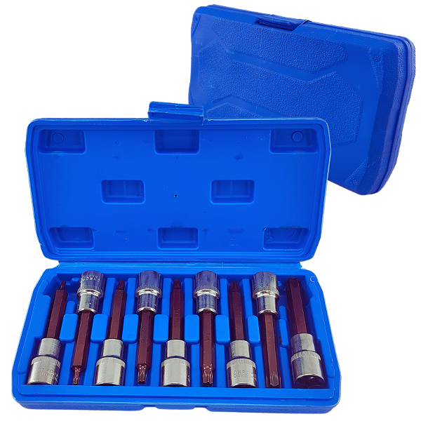 Kit Jogo Soquete Impacto Torx Longa S2 20 À 60 1/2 9 Peças