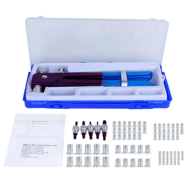 Kit Alicate Rebitador Porca Rebite M3 M4 M5 M6 E M8 + Roscas