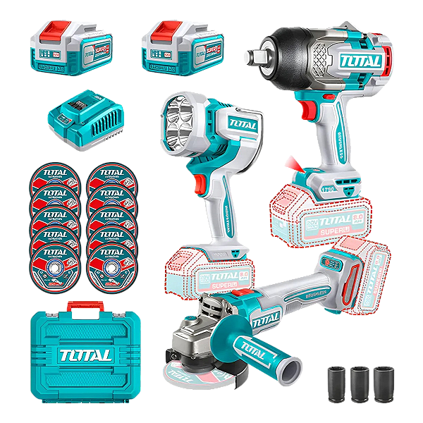 Kit Chave impacto 1750nm + Esmerilhadeira angular + Lâmpada