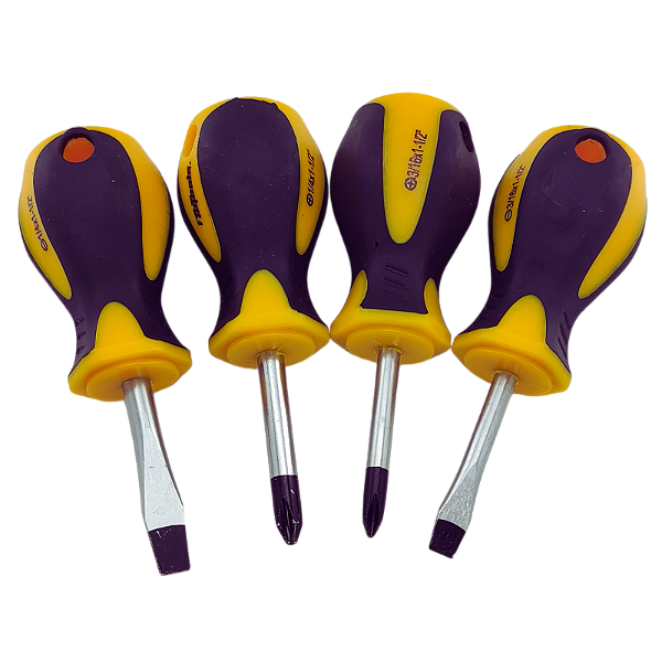 Kit Jogo de Chave De Fenda/Phillips Curta 4 peças Cr-V