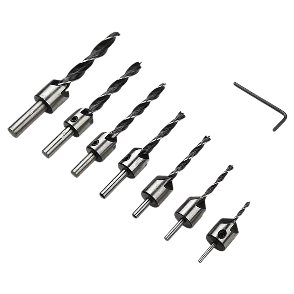 Kit Jogo Conjunto Brocas Escareadoras Madeira Aço 7pçs 3-10