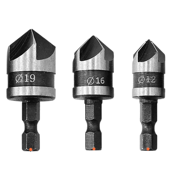 Conjunto 3 Brocas Chanfradas 12/16/19 mm 1/4" Madeira Metal