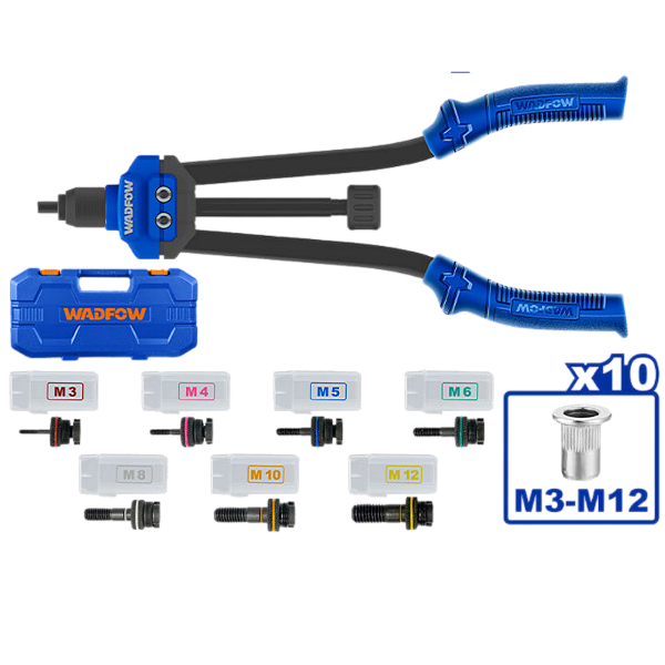 Rebitador Rebite Rosca Porca M3-M12 " + 70 Insertos