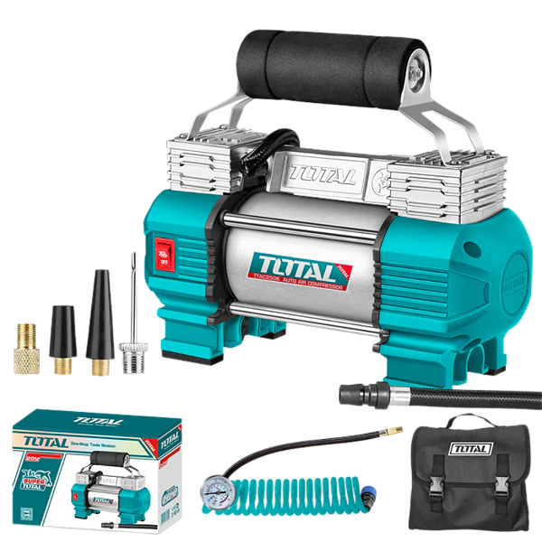 Compressor Ar 12V Cabeçote Duplo Acessórios + Bolsa Off Road