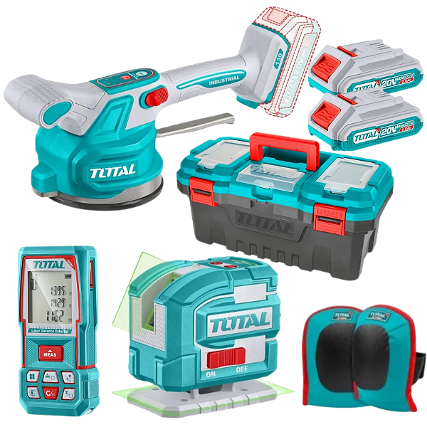 Kit Azulegista Vibrador Porcelanato Nível Trena Laser Bateri