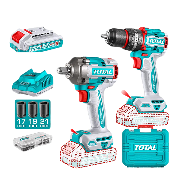 Kit Chave Impacto e Furadeira de Impacto + 2und Baterias 20V