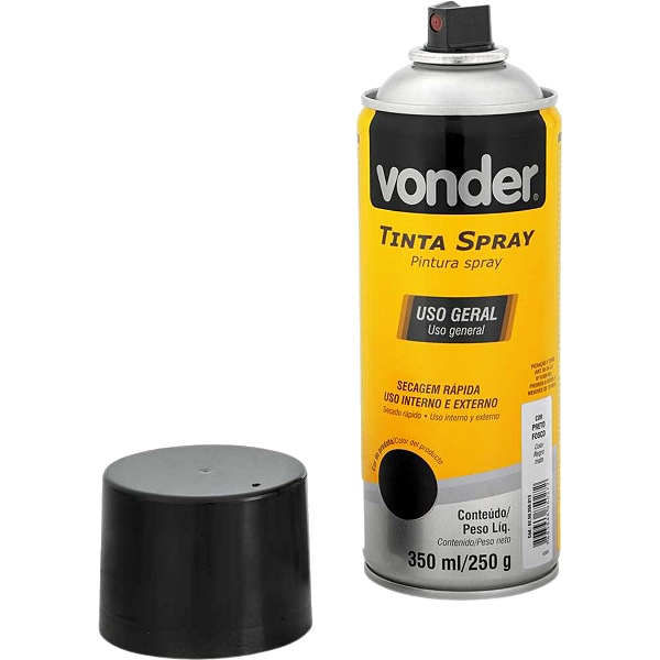 Tinta em Spray Preto Fosco 350 ml 250 g VONDER