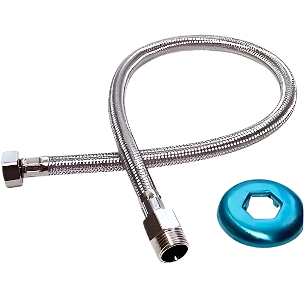 Mangueira Engate Flexível Torneira 60cm Quente Fria Aço Inox
